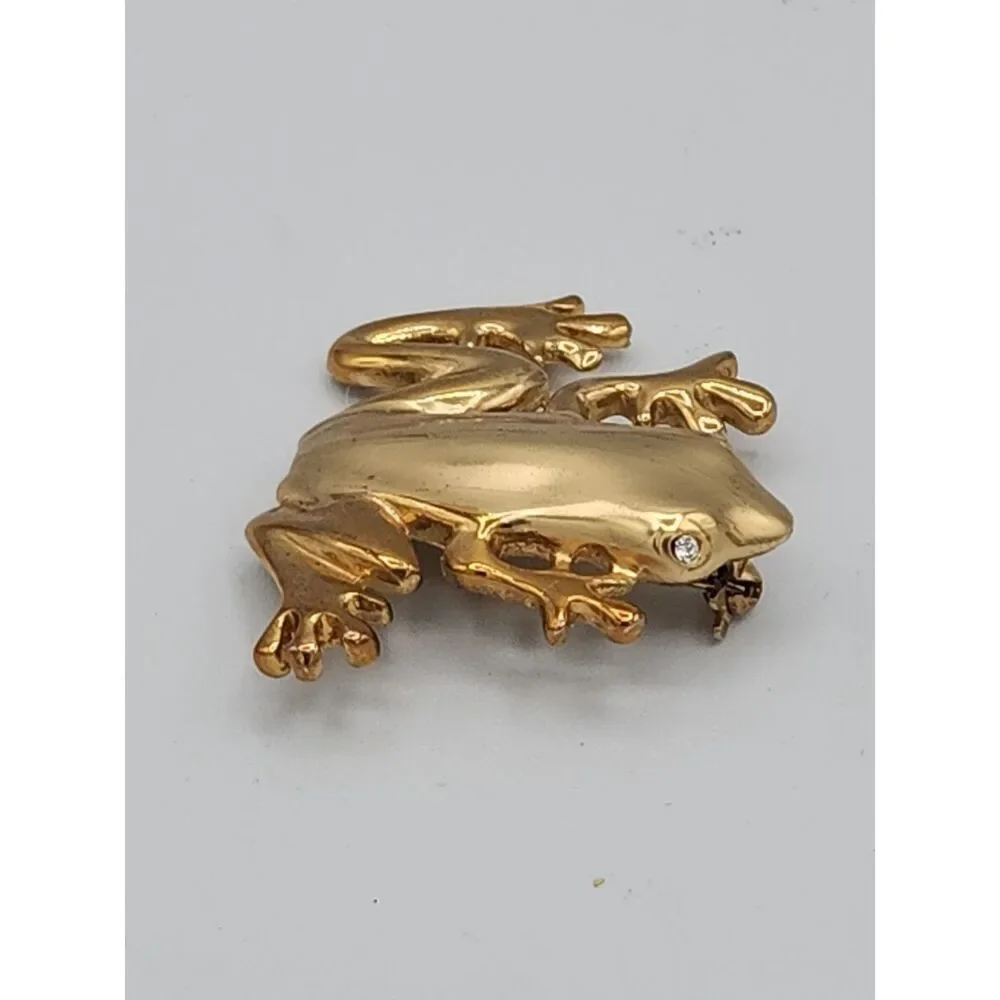 Vintage Gold Tone Frog Brooch